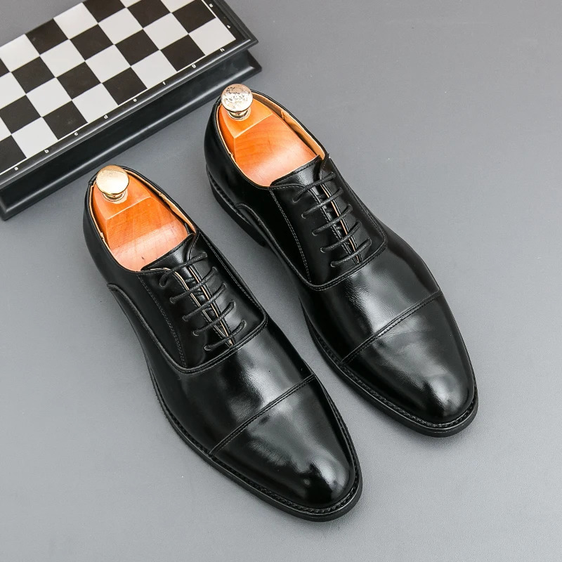 Classic Italian style mens derby formal shoes professional office leather shoes pointe toe handmade business wedding dress mens 241031