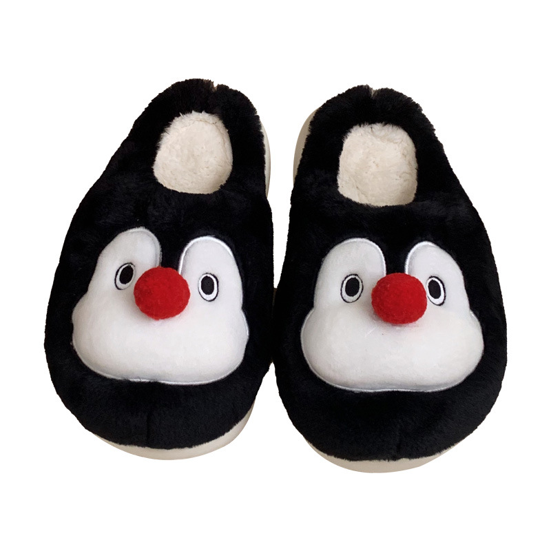 Women's winter toe pack warm cotton slippers Fun cute Penguin soft sole Slipper men's indoor floor flat home couple non-slip shoes