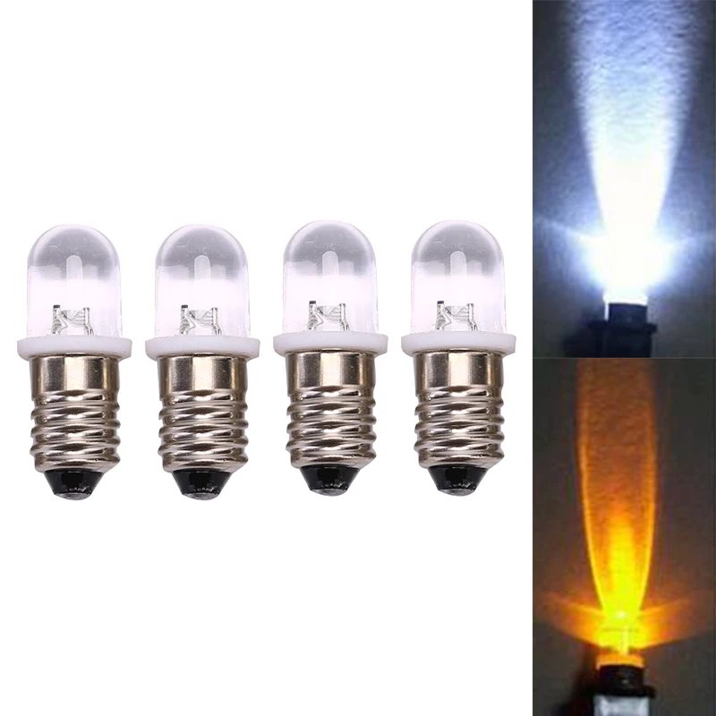 5pcs E10 Led Bulb E10 DC 3V 4.5V Instrument Bulb E10 Indicator Bulb Old Fashioned Flashlight Bulb