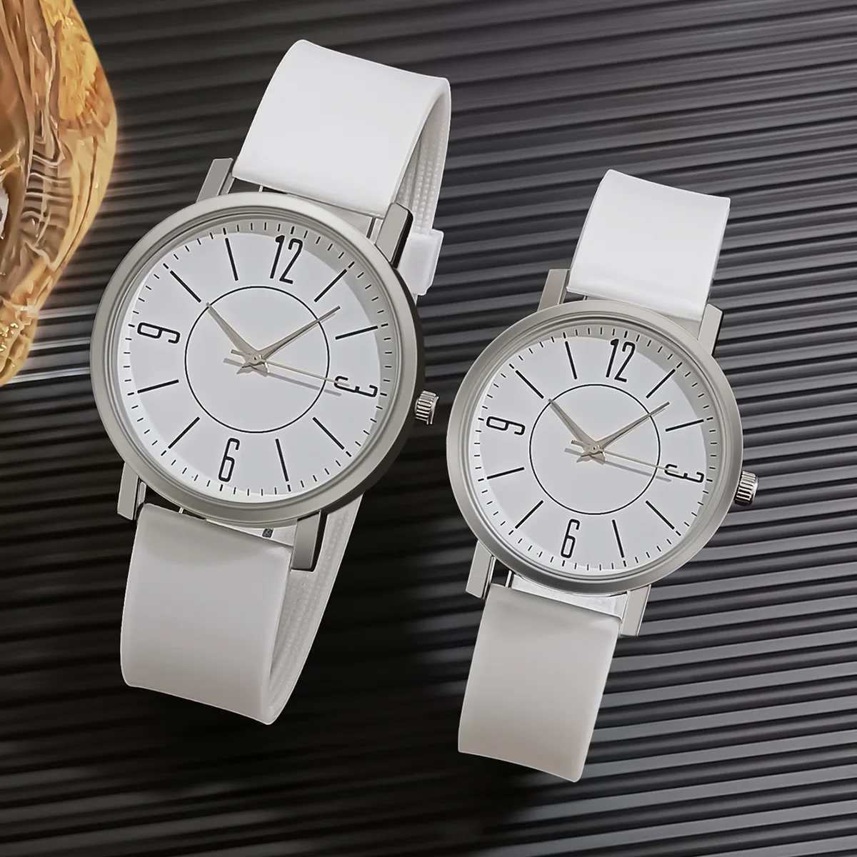2Pcs Minimalist Casual Daily Watches Clock Couple Watch Wristwatch Men And Women Quartz Analog Watches relogio feminino