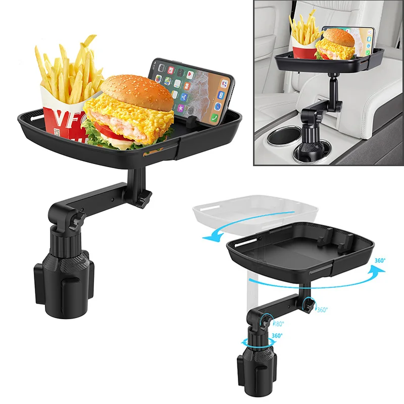 Car Table 360° Swivel Arm Eat Work Cart Drink Food Coffee Goods Holder Tray Car Laptop Computer Desk Mount Stand Seat Table