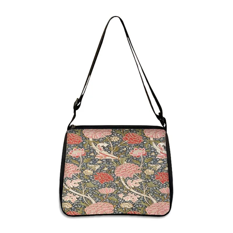 William Morris Shoulder Bag Black Cat Witch / Witchcraft Handbags Girls Crossbody Bag for Travel Canvas Underarm Bags