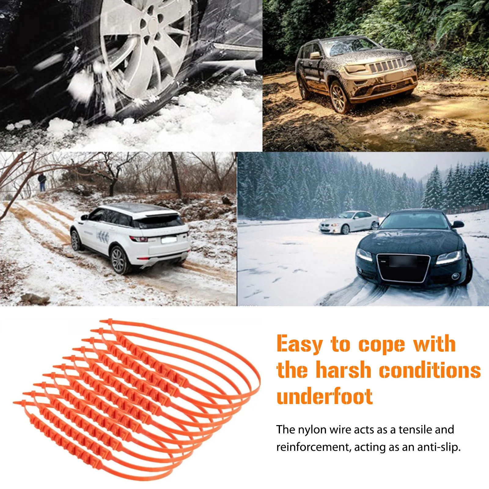 20/40Pcs Chains Winter Snow Anti Slip Cable Ties for Car Truck Wheel Tyre Double Grooves Anti-Skid Chain