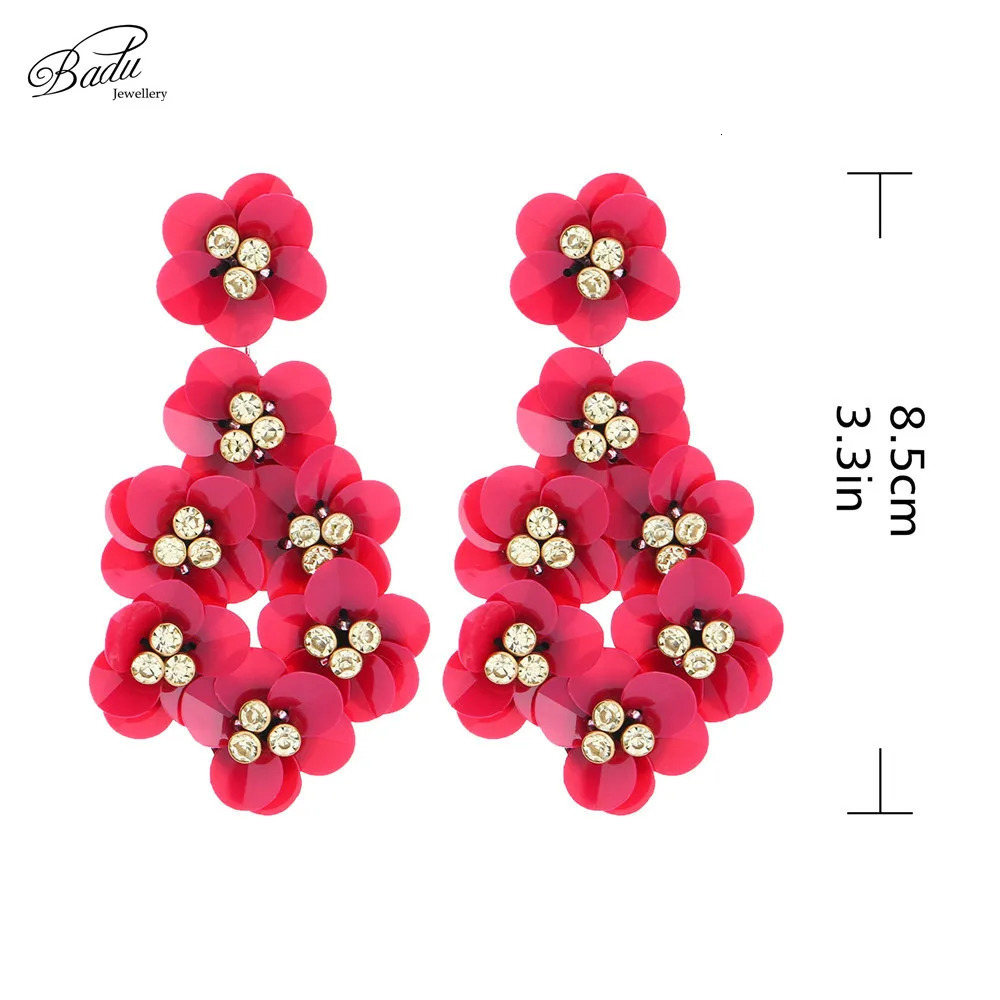 Badu plastic sequin earrings loud bright flower pendant earrings Christmas party jewelry womens party gifts 241031