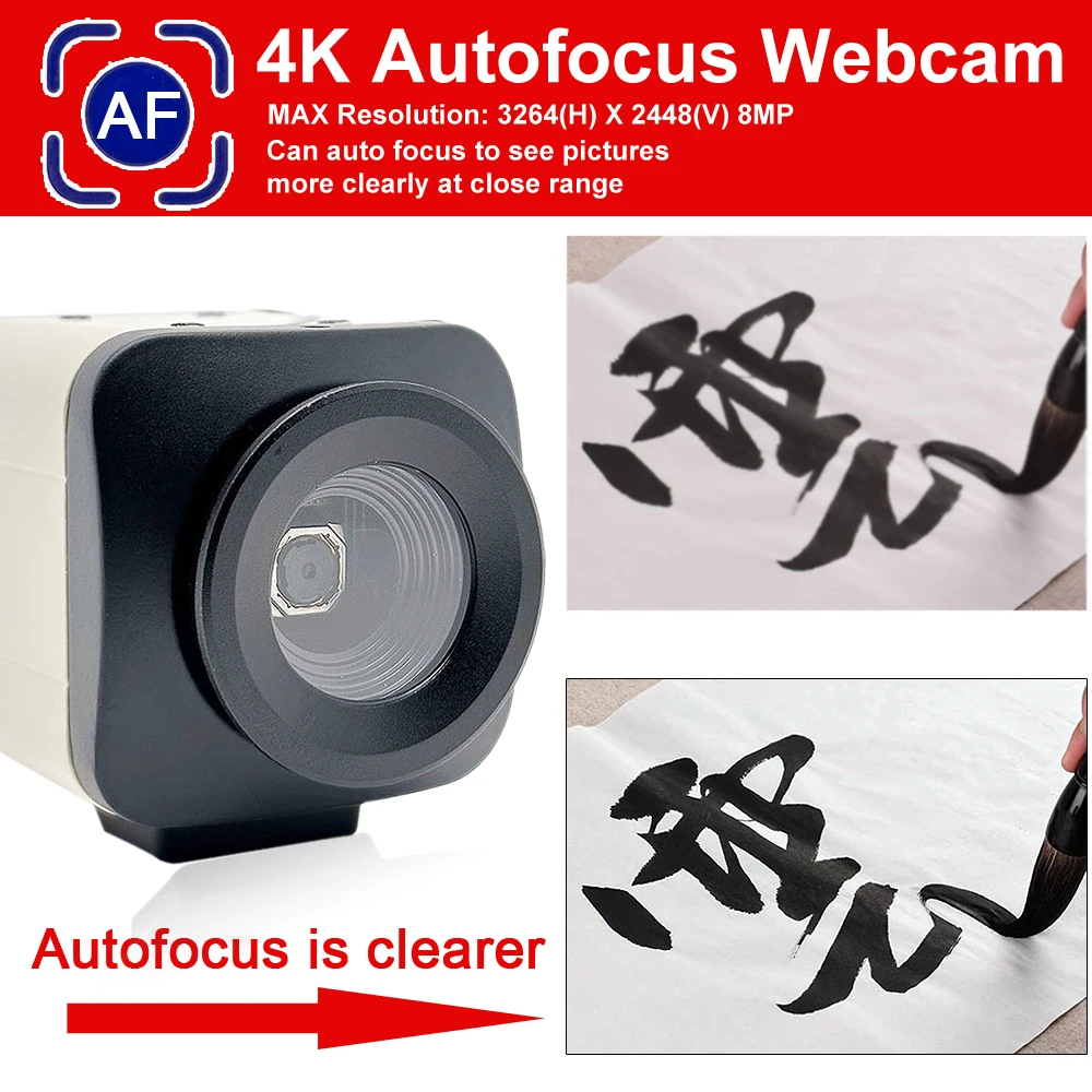 4k 8MP HD Autofocus PC USB Webcam 8 Megapixel 3264 X 2448 Mjpeg Mini Box USB2.0 Web Camera Meeting Streaming UVC USB Camera
