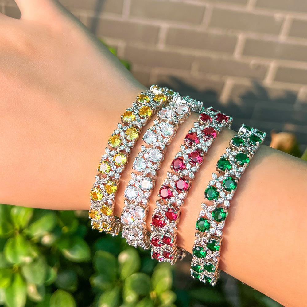 2025 Choucong Wedding Bracelets Handmade Tennis Sparkling Luxury Jewelry 18K White Gold Fill Multi Color 5A Zircon CZ Diamond Elegant Women Fashion Wi