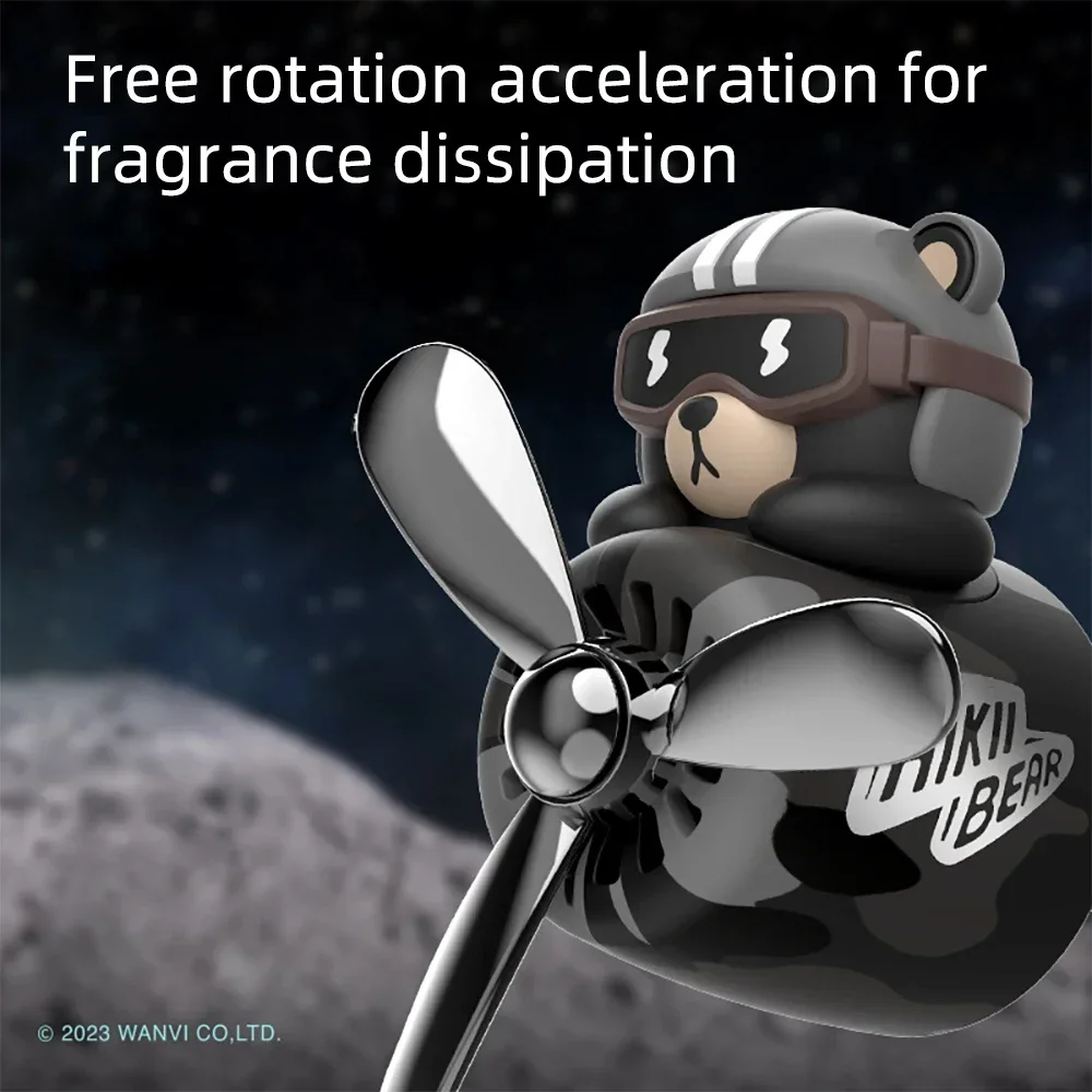Car New Air Freshener Bear Pilot Car Interior Perfume Diffuser Rotating Propeller Outlet Vent Fragrance Magnetic Design Diffuse