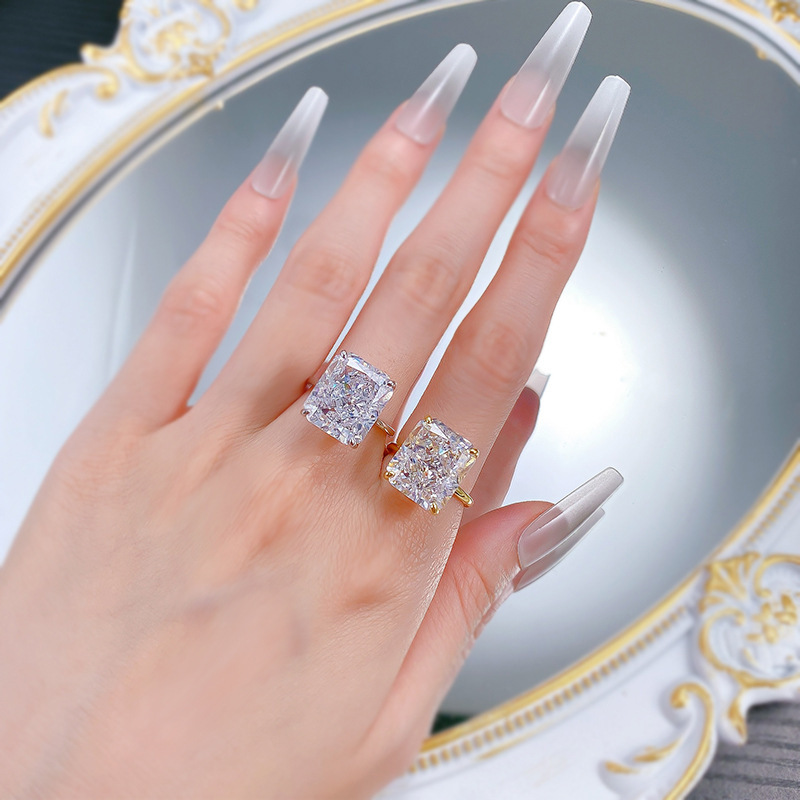Choucong Brand 10CT Large White Moissanite Diamond Elegant Luxury Jewelry Solitaire Real 100% 925 Sterling Silver Radiant Cut Party Women Wedding Band