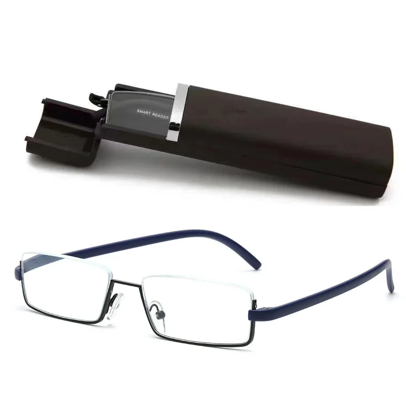 Trendy Half Frame Men's Presbyopia Retro Portable Reading Eyeglasses Finished Farsight Eyewear Men's Blue Light Blocking Glasses