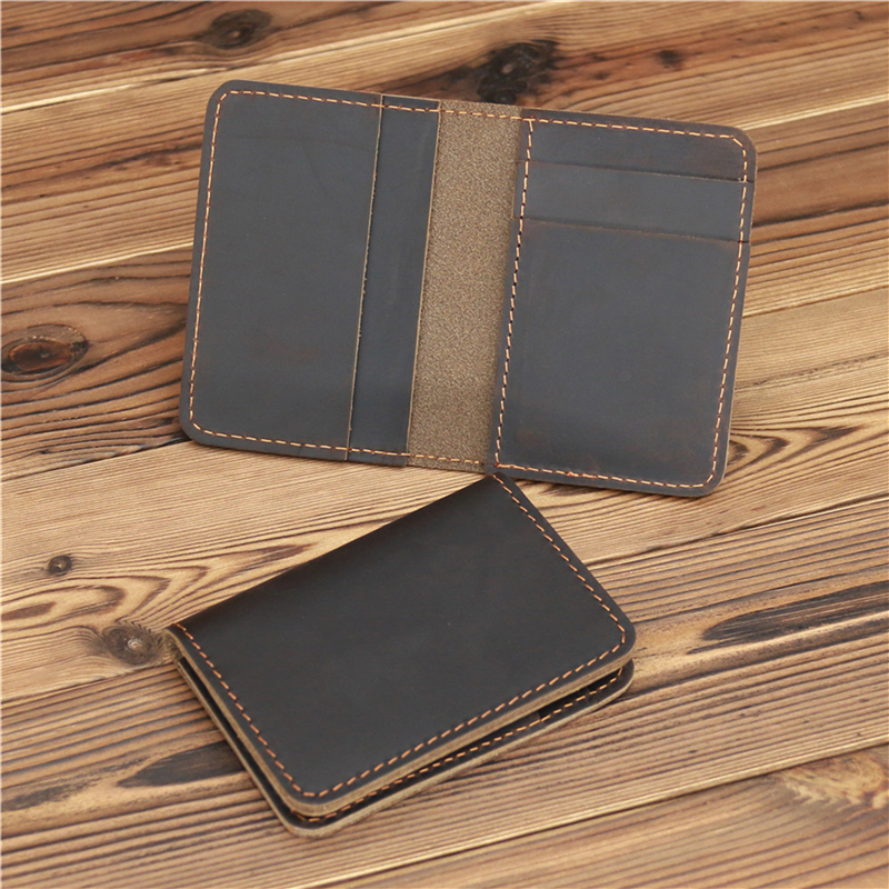 New Men's Card Holder Wallet Leather Minimalist Personalizd Small Thin Purse Slim Mini Credit Card Bank ID Card Holder Wallet