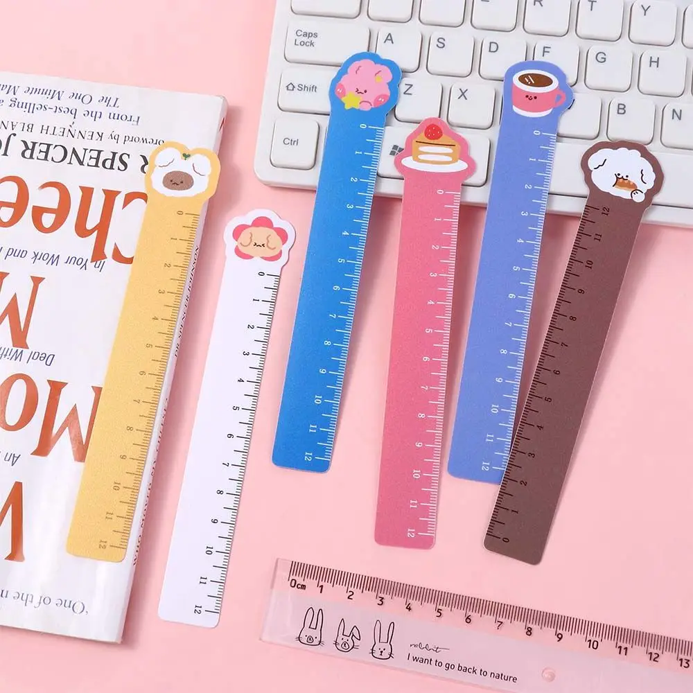5 Pcs 12cm Kawaii Bendable Straight Ruler Novelty Adorable Painting Scale Ruler Kids Students Bookmarks Stationery Gifts
