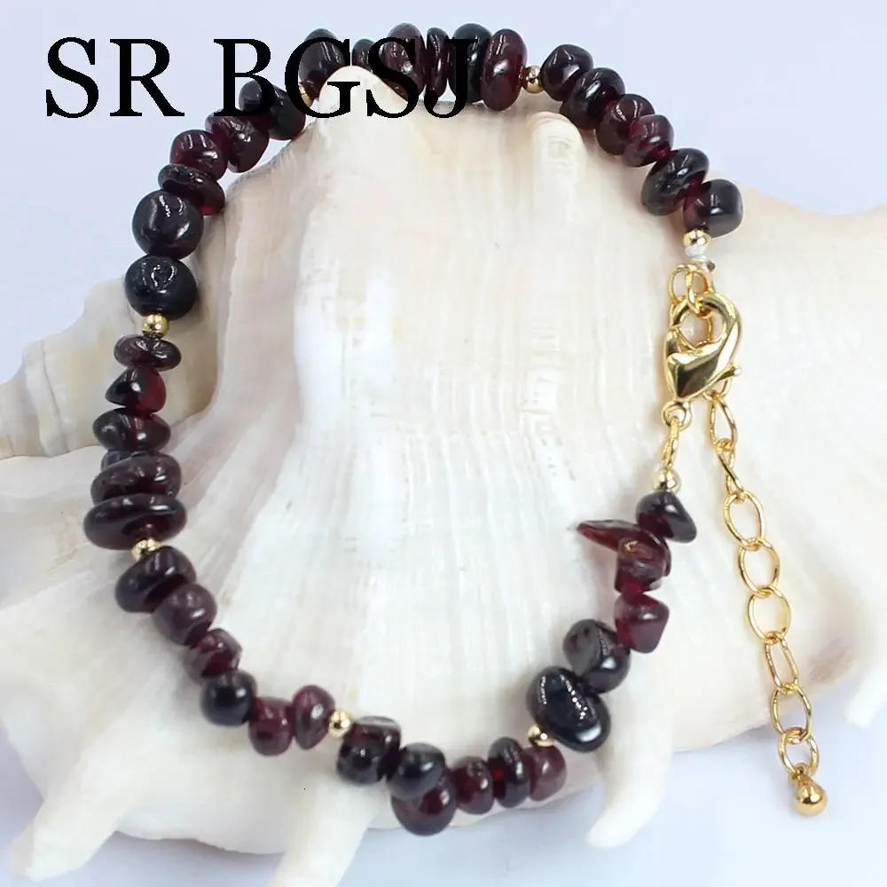 6-8mm Red Garnet Natural Gemstone Womens Necklace Bracelet Earring Jewelry Set 17.5 7-8 241031