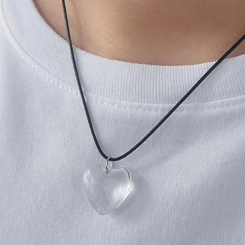 Women Necklace Heart Pendant Neckchain Acjustable Cord Choker Clavicle Chain Gift for Her Y2K Jewelry Accessory