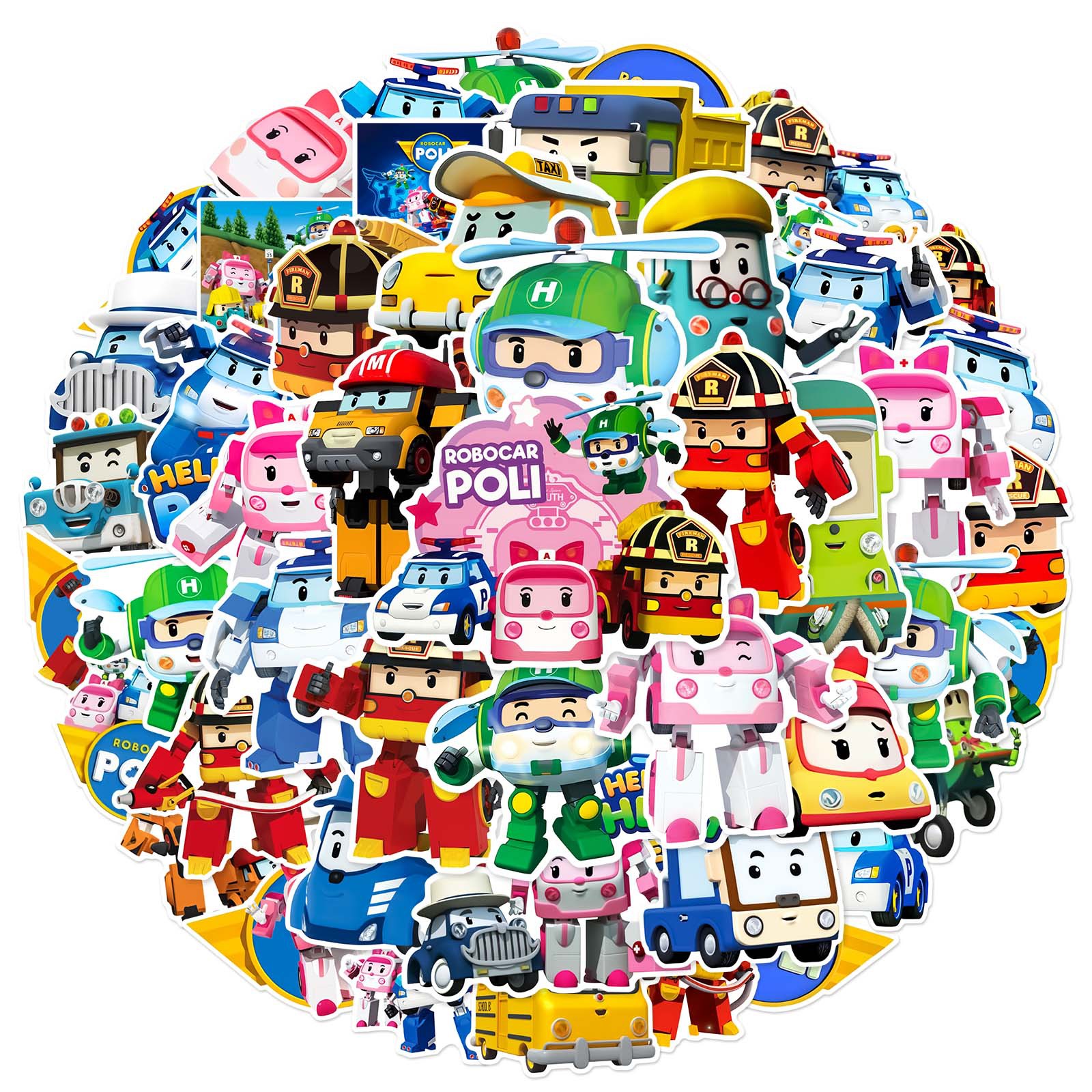 10/50Pcs Robocar-Poli Transformer vehicle Stickers For Suitcase Skateboard Laptop Luggage Fridge Phone Car Styling DIY Sticker