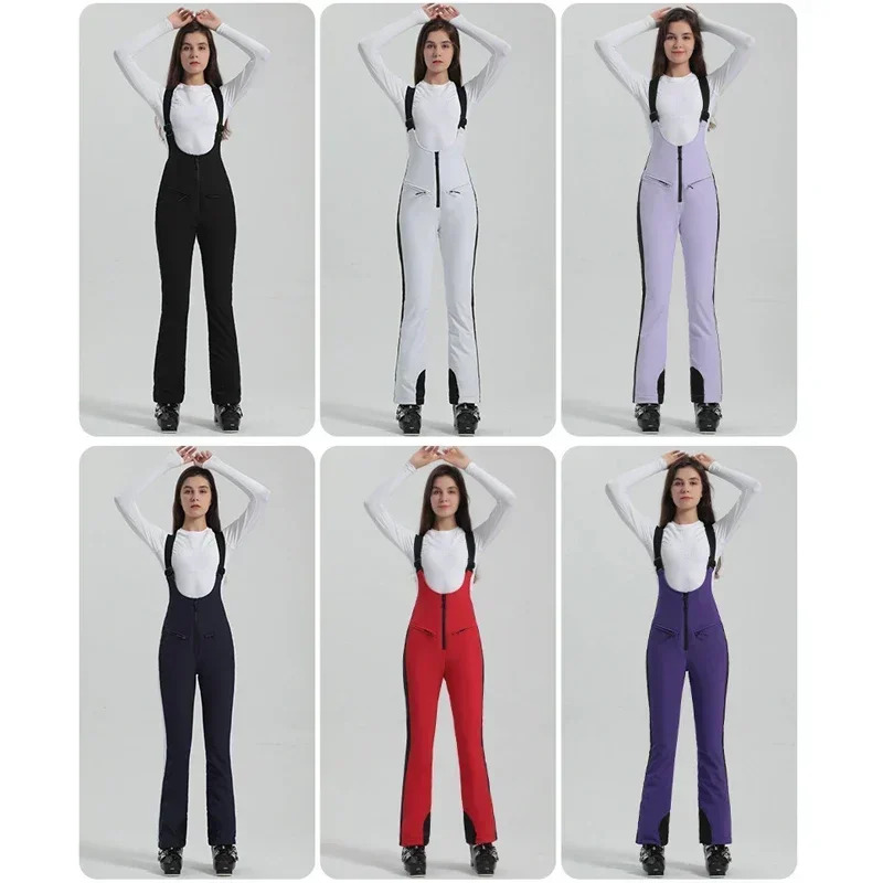 2025 Women New Outdoor Ski Winter Insulation Waterproof Skiing Snowboard Strap Pants Breathable Sports Snow Trousers