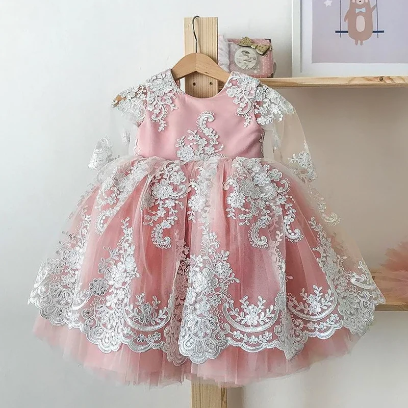 Christmas Baptism Dresses For Baby Girls Lace Princess 1st Year Birthday Party Wedding Dress Newborn Kids Christening Gown
