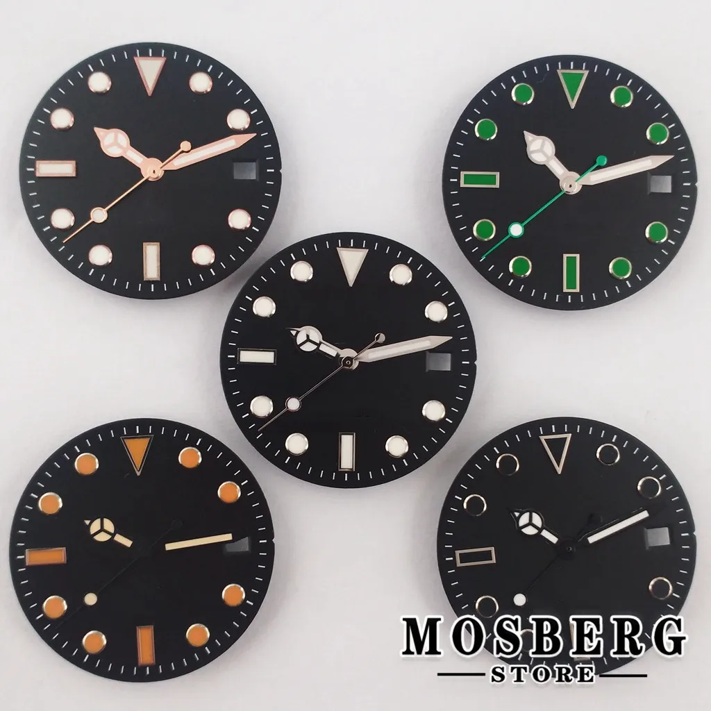 28.5mm 29mm 30.5mm Sterile Watch Dial With Hands Green Luminous For NH35 NH36 Watches Movement Parts