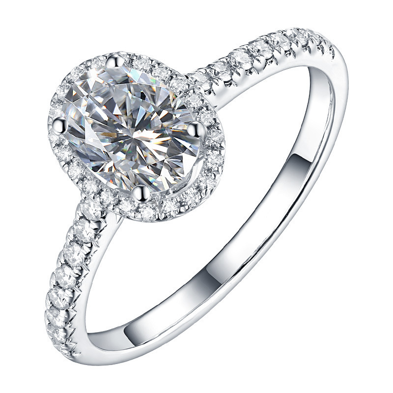 S925 Sterling Silver Wedding Rings Luxury Jewelry Oval Cut Lab White Moissanite Diamond Gemstones Elegant Party Women Fashion Accessories Engagement B