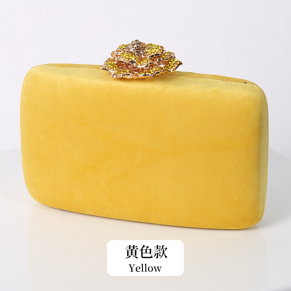 New Winter Velvet Clutch Bag Diamond Flower Lock Elegant Evening Bag Luxury Designer Purse Wedding Chain Clutch