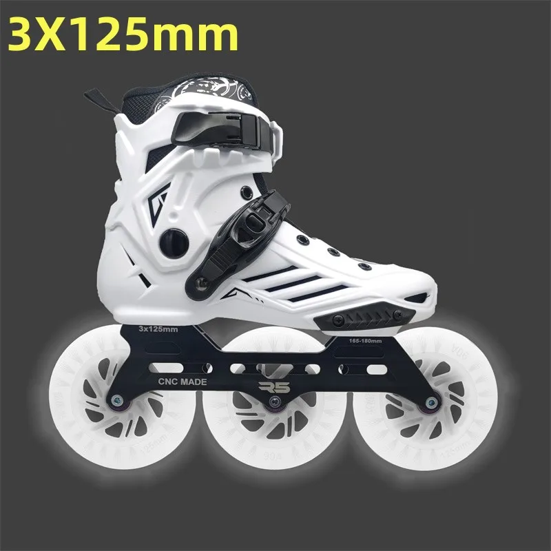 3*125mm Big Wheel Inline Skates for Downhill Street Road Fast Speed Roller Skating 3 Wheels 125mm Adults Rolling Sneakers 35-44
