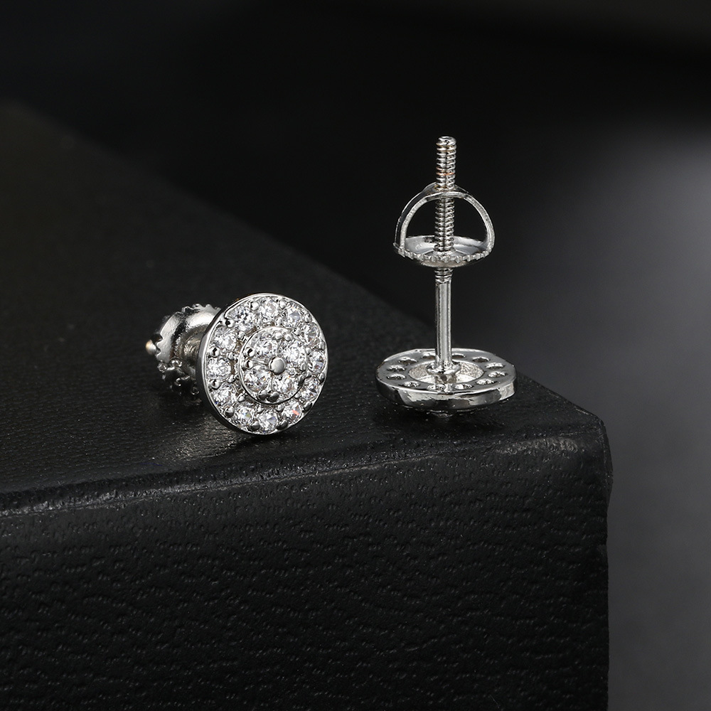 7mm Personalized Round Full Diamond Earrings for Women Micro Set AAA Zircon Thread Earrings Fashion Earrings Party Daily Matching