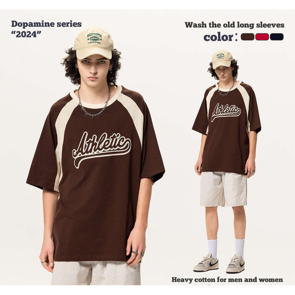 Dongdu West Coast Short Sleeved INS Trendy Brand High Street Racing Contrast Printed Men's T-shirt