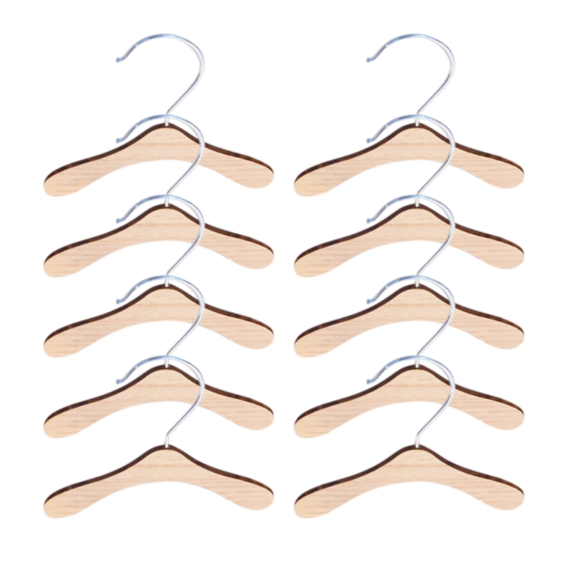 10 Pieces Wooden Pet Apparel Hangers Wooden Portable Clothes Hanger Durable Gift