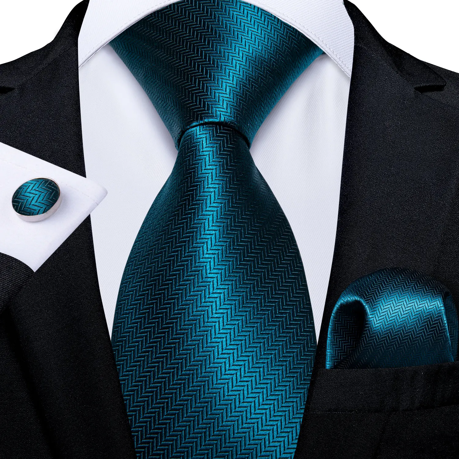 Men's Ties Solid Pink Blue Green Purple Wedding Party Accessories Groom Necktie Handkerchief Cufflinks Gift for Husband