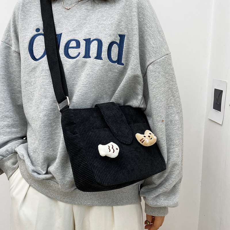 Autumn and Winter New Antique Girl Cute Doll Plush Cat Corduroy Body Funny Small Bag #14 5522b