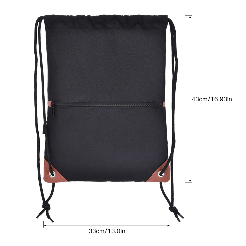 Gym Sack Drawstring Backpack Water-resistant Drawstring Bucket Bag with Zipper Pockets Light Sack for Adults and Teenagers Kids
