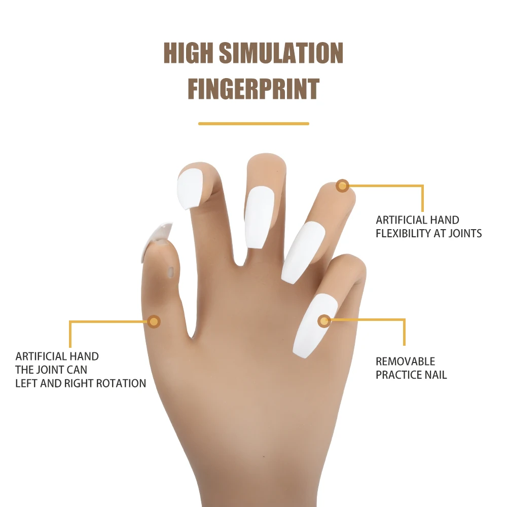 New Practice Hand 2025 for Nails Silicone Nail Art Practice new Equipment False Hand Soft Training Display Model Hands Prosthetic Hands