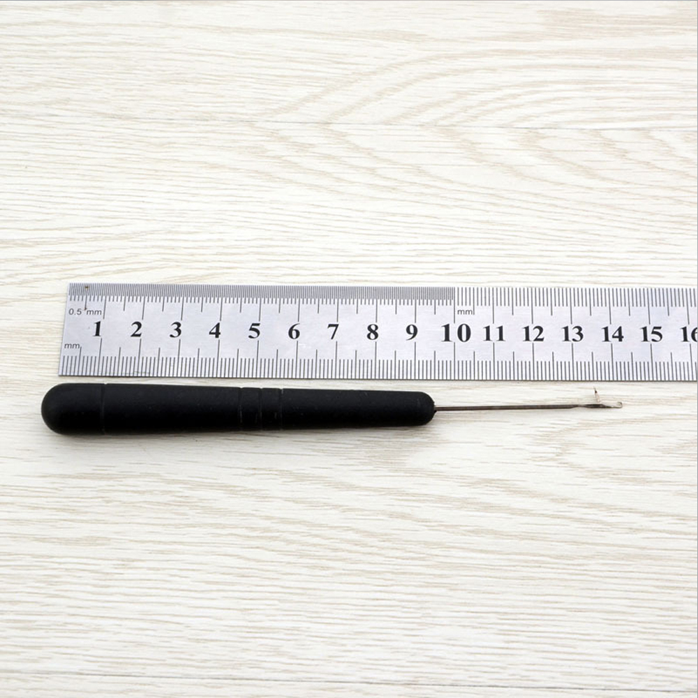 Plastic Handle Hook Pulling Needle Hair Extensions Tool Silicone Micro Beads Crochet For Hair Extensions Making Wig Black Yellow