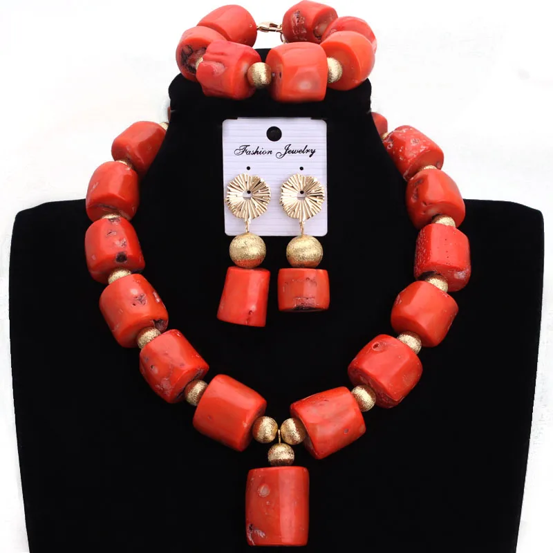 Dudo 15-22 mm Big Coral Beads African Wedding Jewelry Set For Women 2022 Earrings Bracelet and Earrings Nigerian Set