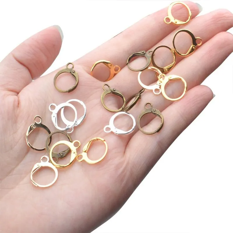 50pcs Hypoallergenic Earring Hooks Brass Lever Back Earring Round Hook Ear Wire with Open Loop for Earring Design Jewelry Making