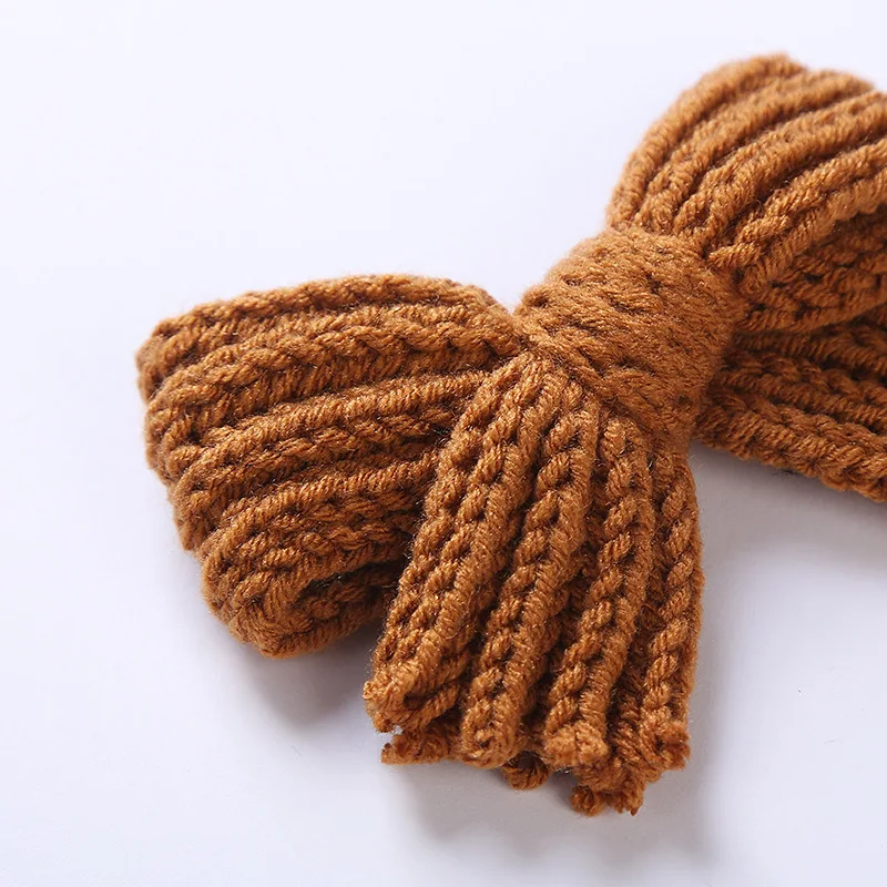 PC Wool Knitted Solid Color Bow Knot Hair Clips For Baby Girls Barrettes Hairpins Kids Clip Accessories 5