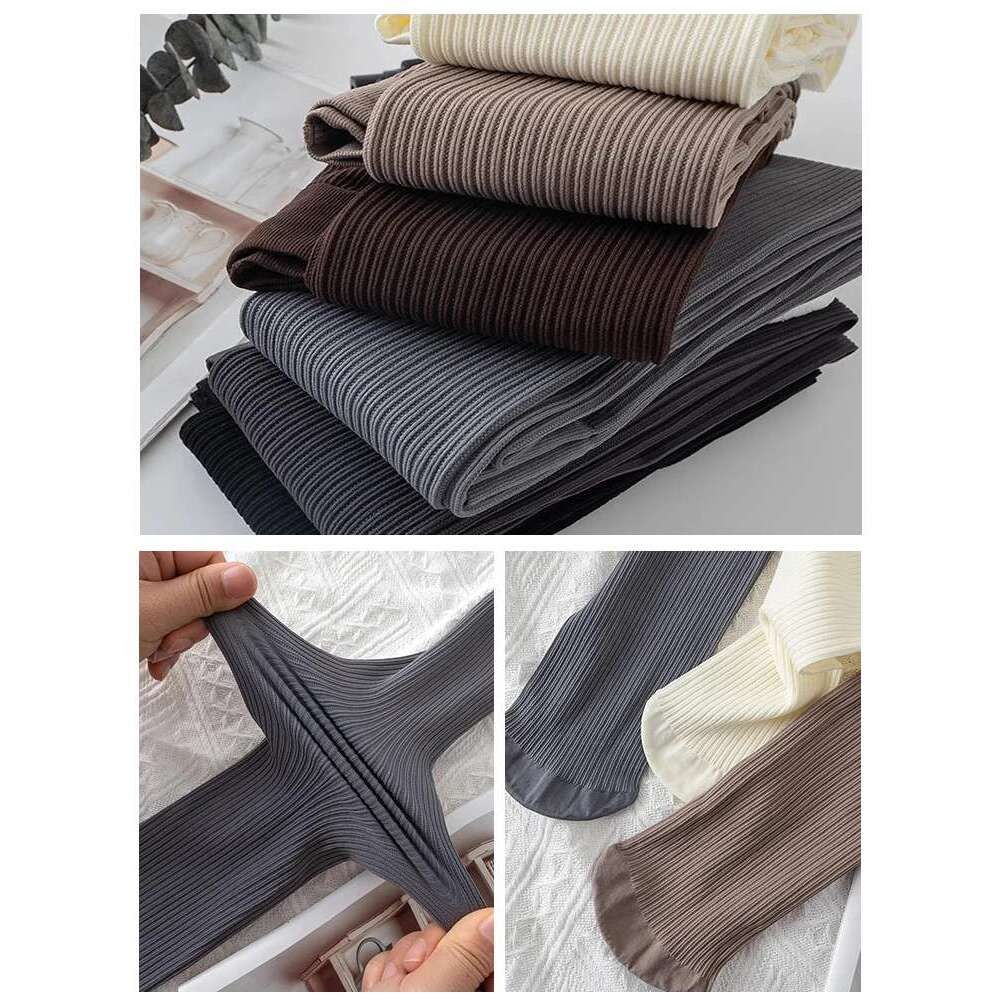 Black sexy women's pantyhose thin large super elastic slim fit leggings sexy solid color stockings leggings vertical stripes black white gray cof