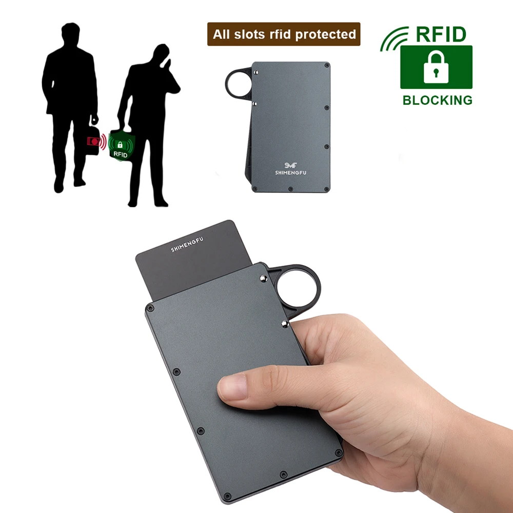 KEMY Pop up Credit Card Holder Wallet New Design Minimalist Rfid Blocking Slim Metal Cardholder Anti Protect for men