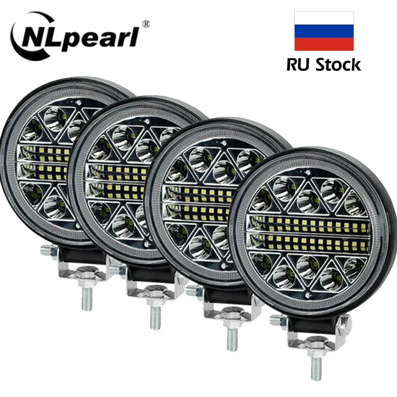 NLpearl 4" 102W Car LED Bar Work Light 12V 24V Spot Flood Flash Off Road Truck Boat 4x4 Atv Suv Driving Fog Headlights