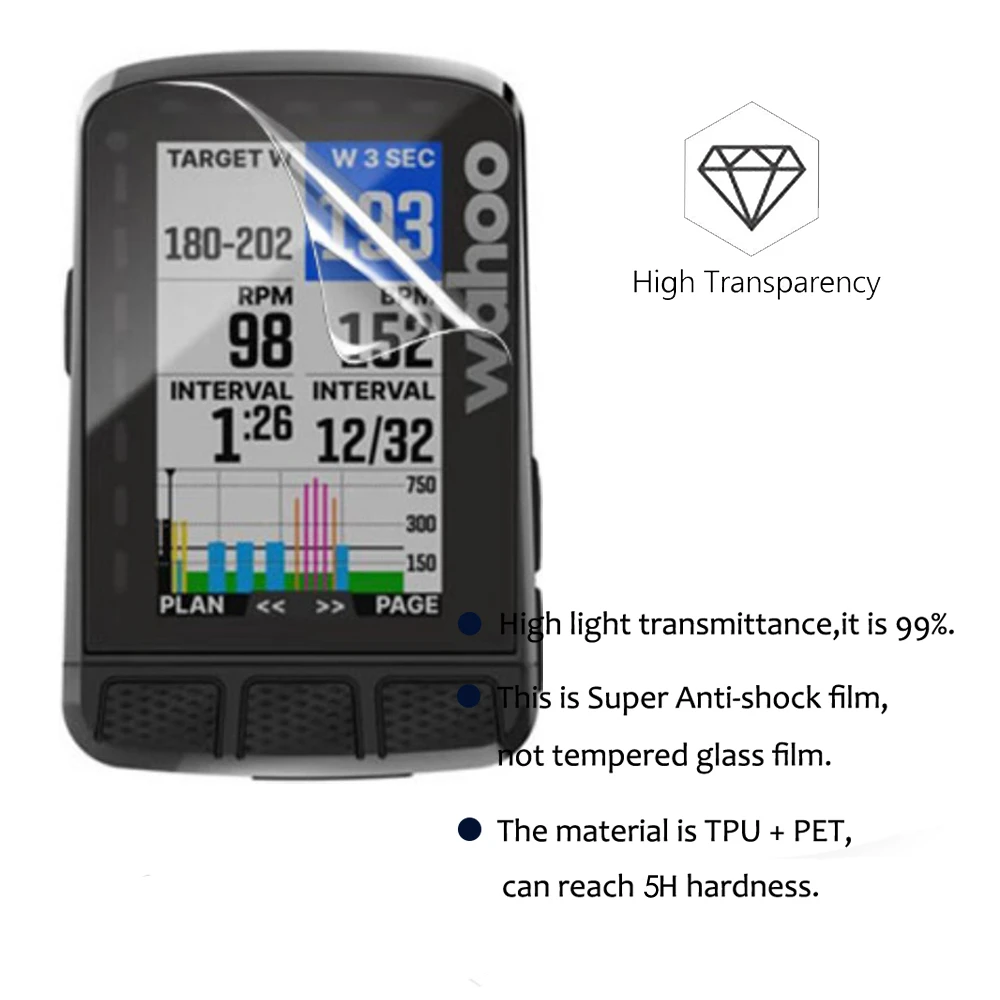 3PCS Explosion-proof Screen Protector For Wahoo ELEMNT Bolt V2 Roam V2 Mini Water-proof HD Clear PET Screen Protective Film
