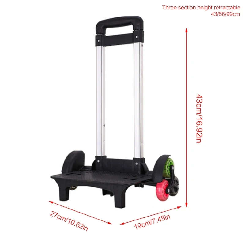 6-Wheel Backpack Trolley Foldable Hand Cart Durable Aluminium Alloy Trolley Cart 066F