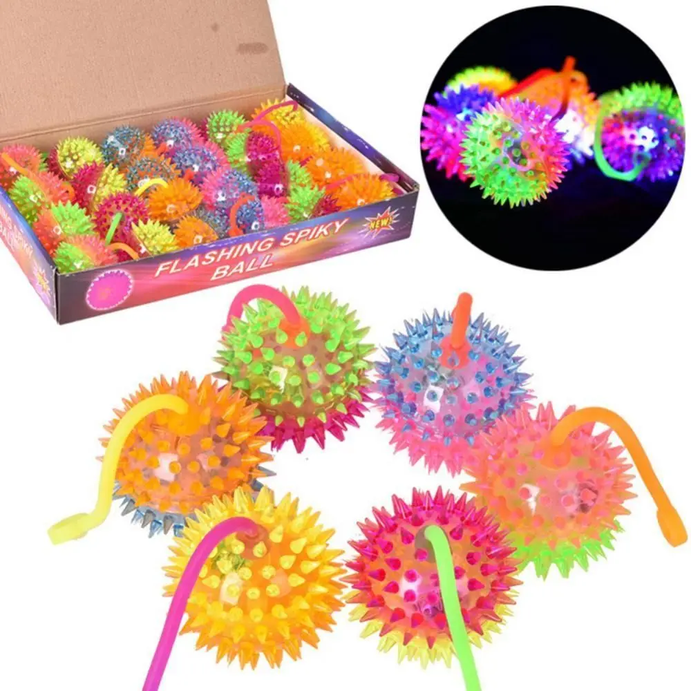 1 Pc Glowing Ball Toy LED Light Up Flashing Soft Prickly Massage Ball Elasticity Fun Toys Squeeze Toys