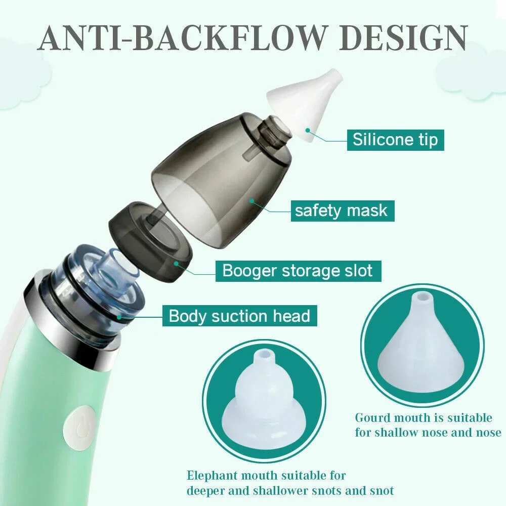 Electric Baby Nose Aspirators Automatic Newborns Nasal Cleaner Sniffling Equipment Safe Hygienic Detachable Nose Snot Cleaner