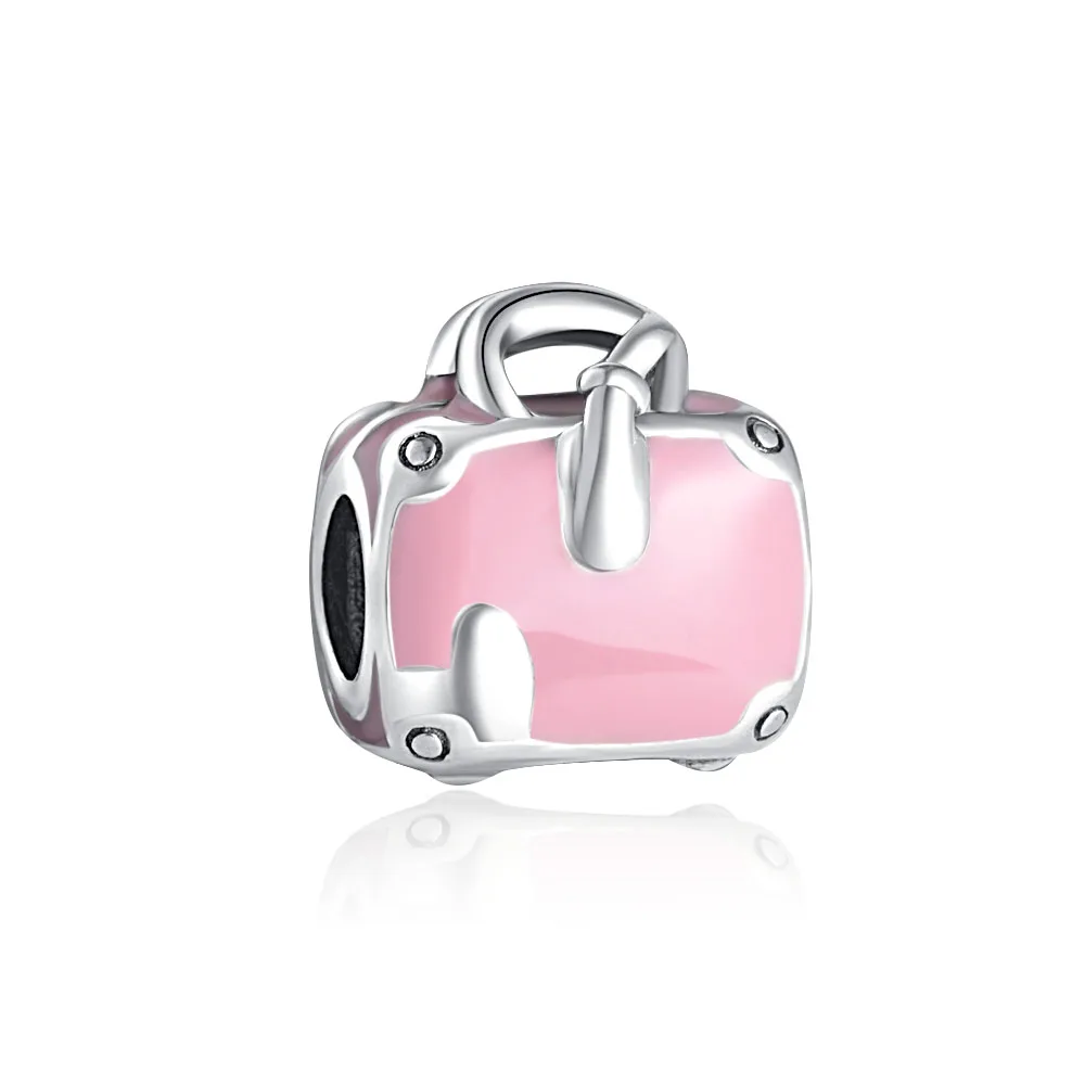 New 925 Sterling Silver Travel Bag Suitcase Chest Charms Bead Diy Fit Original Pandora Charms Bracelet Necklace Women Jewelry