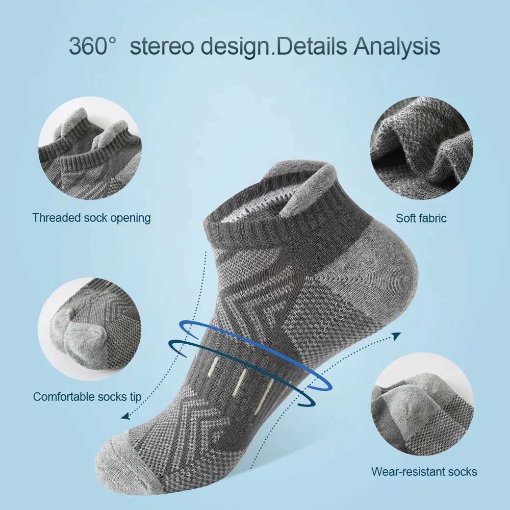 6 Pairs/Lot Mens Sport Breathable Outdoor Running buffer thickenBasketball Cotton Training Short Tube For Men LX241102