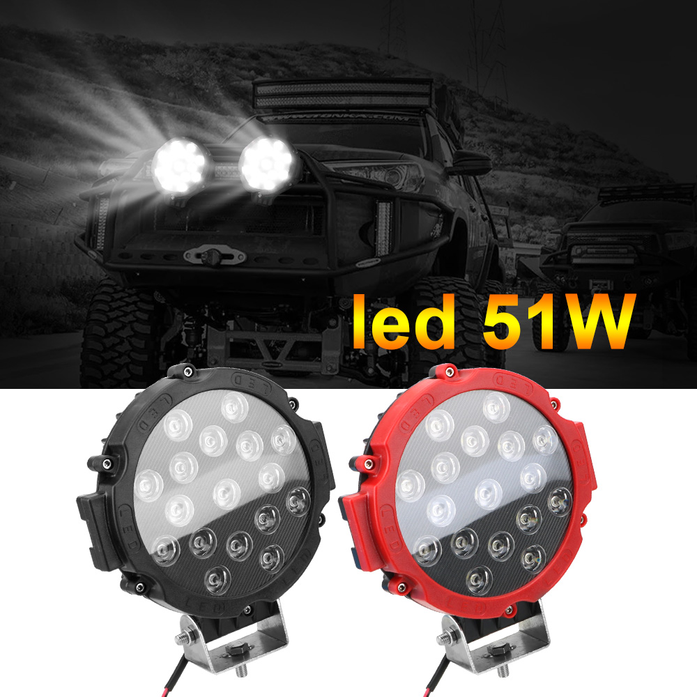 12V 24V 51W Bright LED Light Off Road 4x4 Spotlight Headlight Work Spot Lamp Automotive Car Accessories For Truck JEEP Hummer