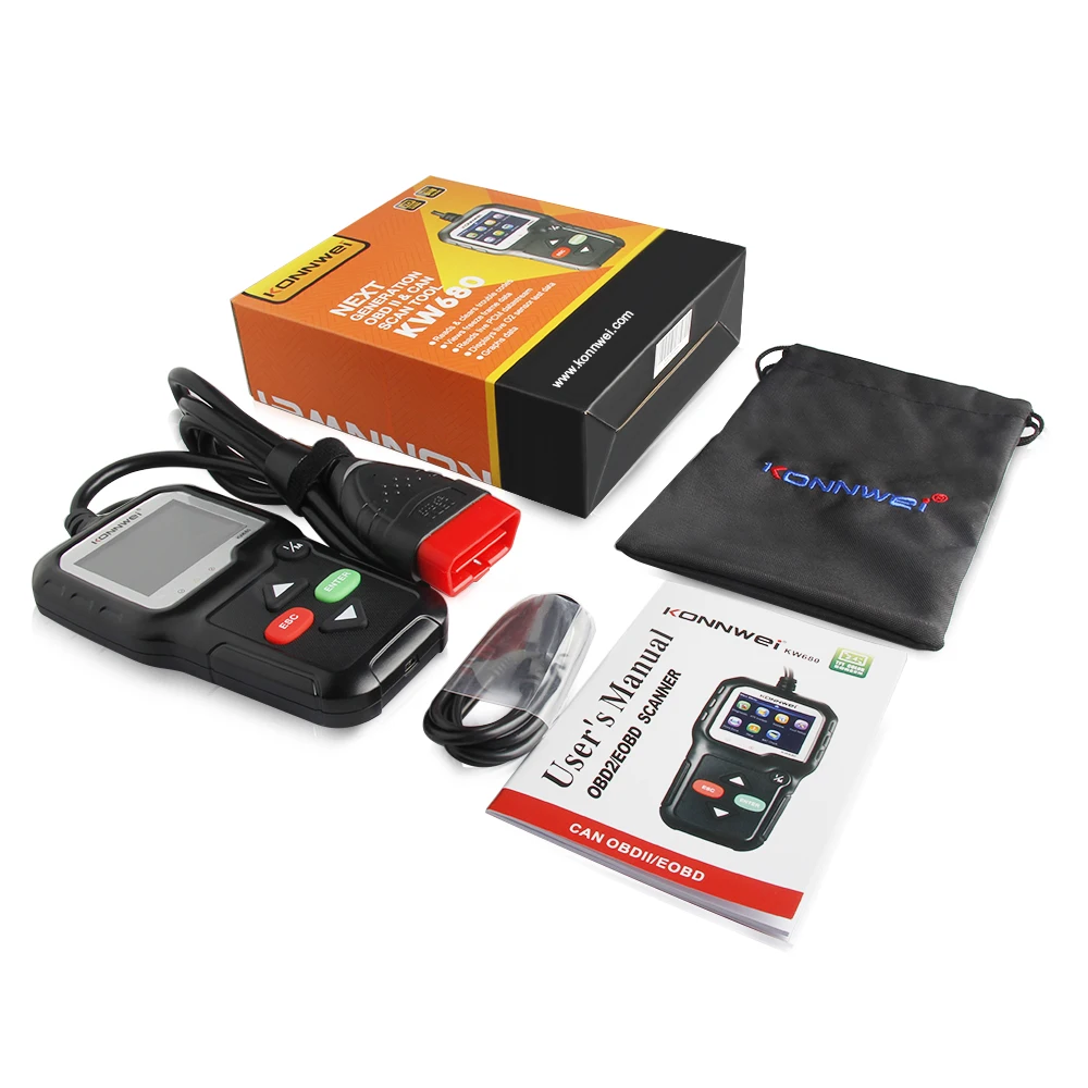 KONNWEI KW680 OBD2 Scanner OBDII Car Diagnostic Auto Diagnostic Tools Russian Language Car Scanner Tool Diagnostic code reader