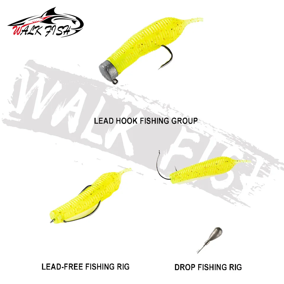 WALK FISH 6PCS 5cm 2.5g Floating TPR Needle Swimbait Tail Soft Plastic Worm Carp Fishing Lure Artificail Bass Bait Wobblers