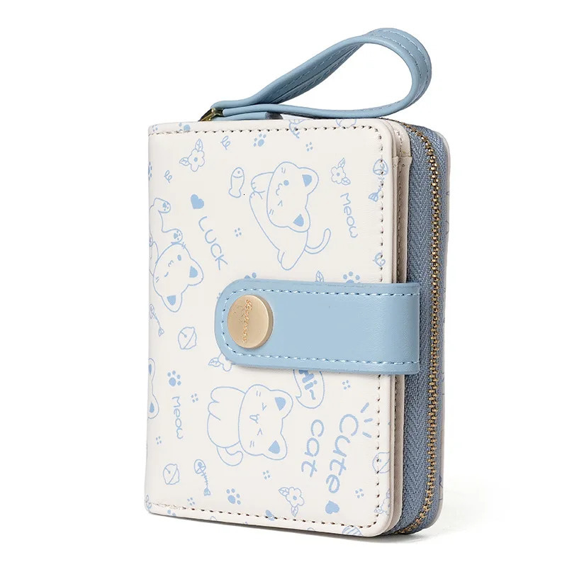 Korean Style Cute Cat Girls Wallet Short Student Card Holder Money Bag Zipper Wallets for Women Cartera 241029