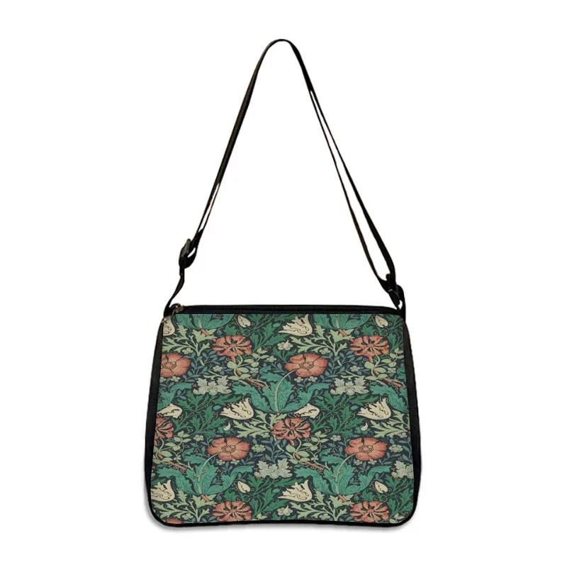 William Morris Shoulder Bag Black Cat Witch / Witchcraft Handbags Girls Crossbody Bag for Travel Canvas Underarm Bags