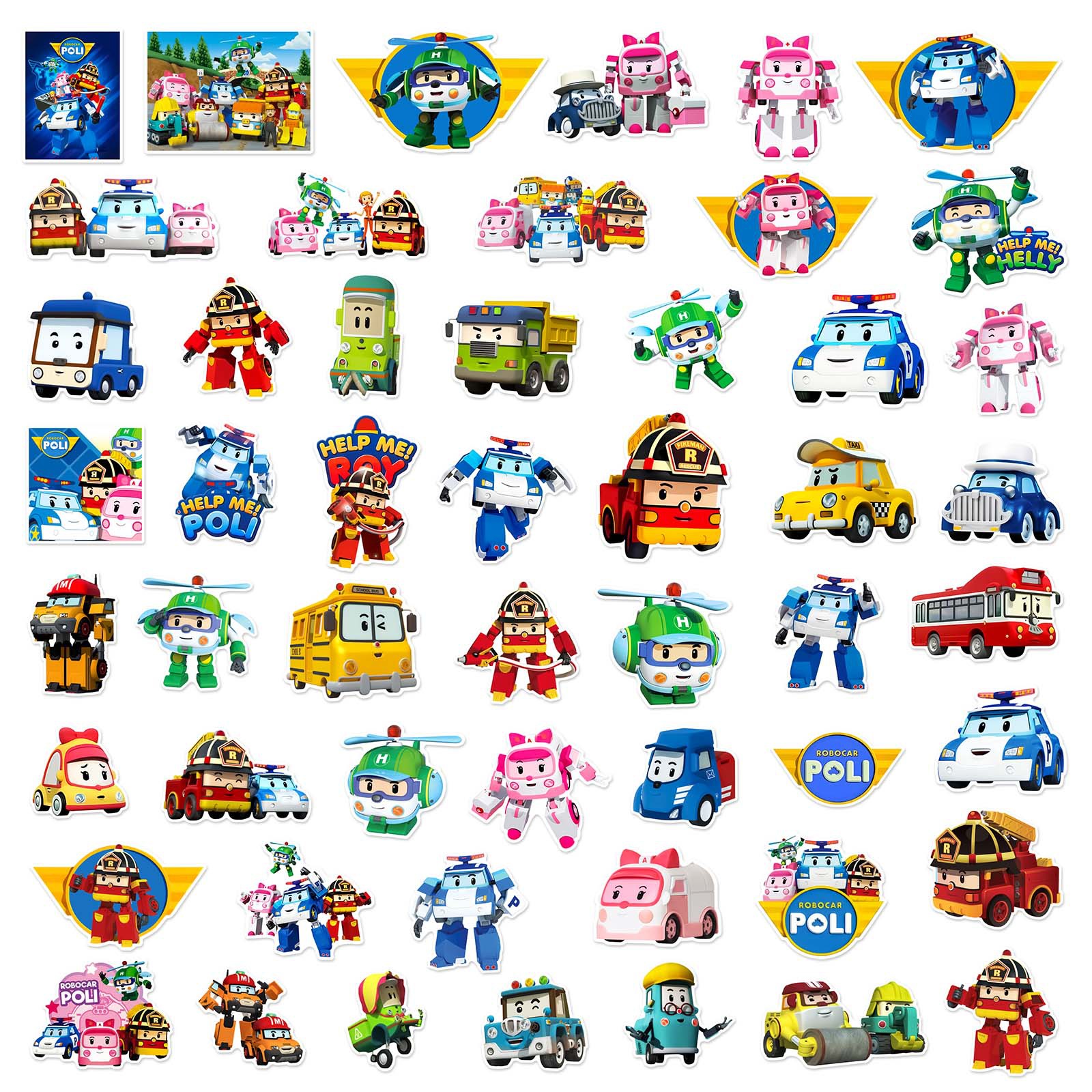 10/50Pcs Robocar-Poli Transformer vehicle Stickers For Suitcase Skateboard Laptop Luggage Fridge Phone Car Styling DIY Sticker